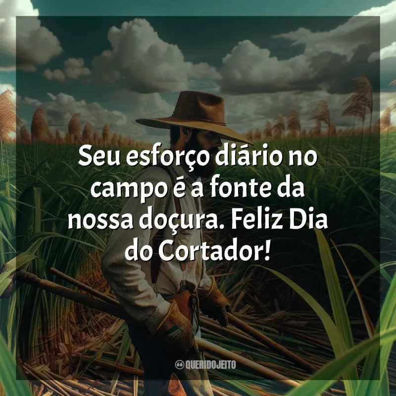 Frases Dia do Cortador de Cana-de-Açúcar: Seu esforço diário no campo é a fonte da nossa doçura. Feliz Dia do Cortador!