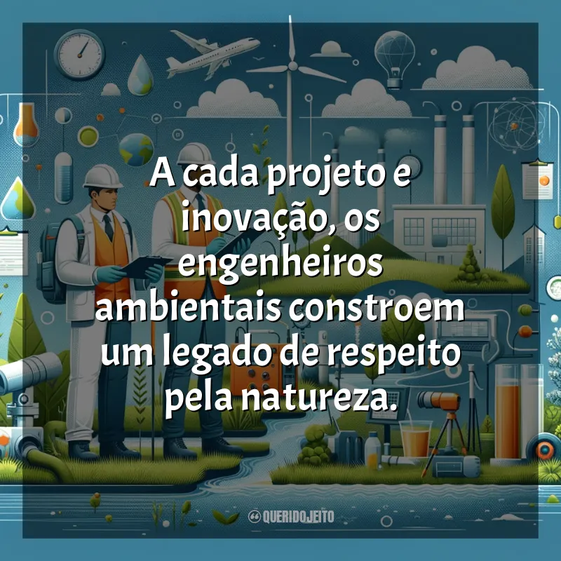 Frases para o Dia do Engenheiro Ambiental: A cada projeto e inovação, os engenheiros ambientais constroem um legado de respeito pela natureza.