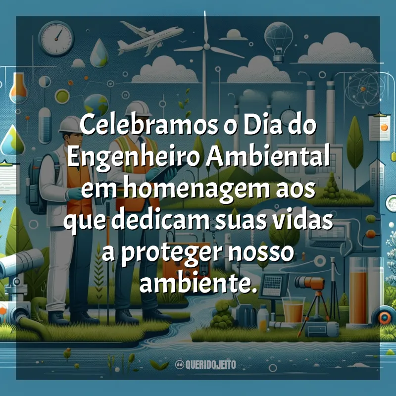 Dia do Engenheiro Ambiental Frases: Celebramos o Dia do Engenheiro Ambiental em homenagem aos que dedicam suas vidas a proteger nosso ambiente.