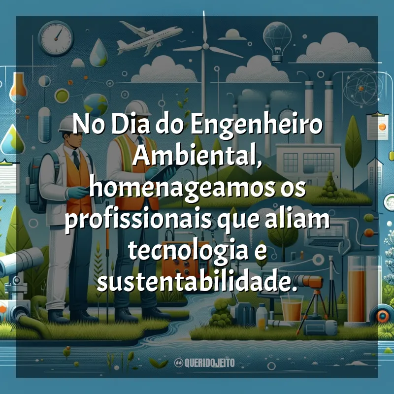 Frases Dia do Engenheiro Ambiental: No Dia do Engenheiro Ambiental, homenageamos os profissionais que aliam tecnologia e sustentabilidade.