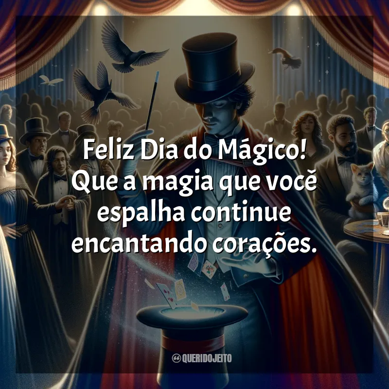 Frases para o Dia do Mágico: Feliz Dia do Mágico! Que a magia que você espalha continue encantando corações.