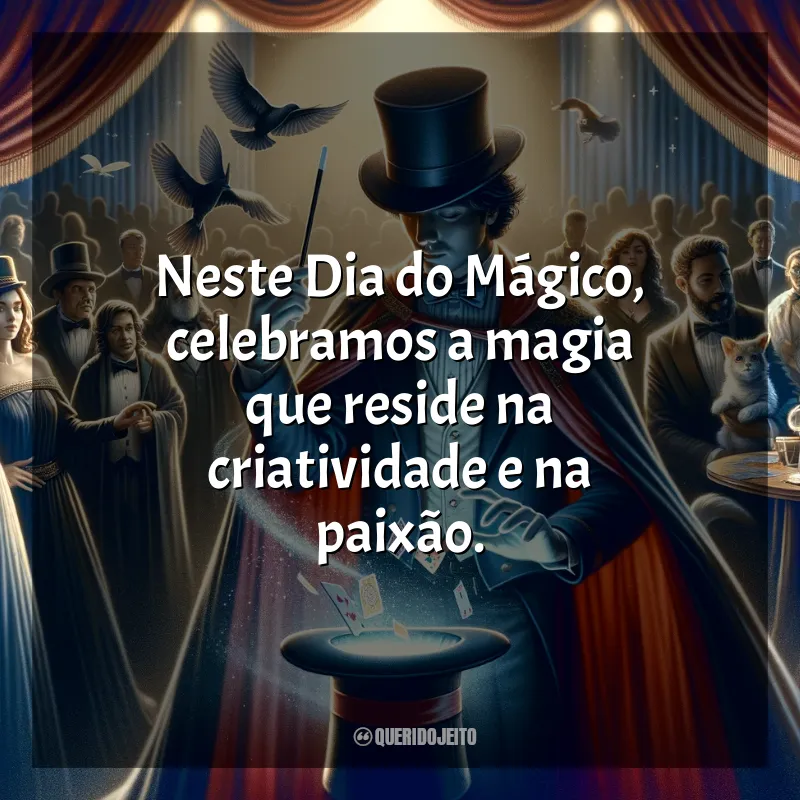Frases Dia do Mágico: Neste Dia do Mágico, celebramos a magia que reside na criatividade e na paixão.