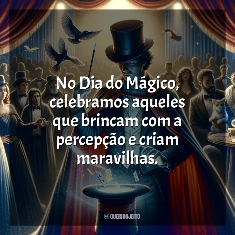 Frases Dia do Mágico: No Dia do Mágico, celebramos aqueles que brincam com a percepção e criam maravilhas.