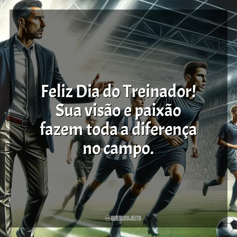 Dia do Treinador de Futebol Frases: Feliz Dia do Treinador! Sua visão e paixão fazem toda a diferença no campo.