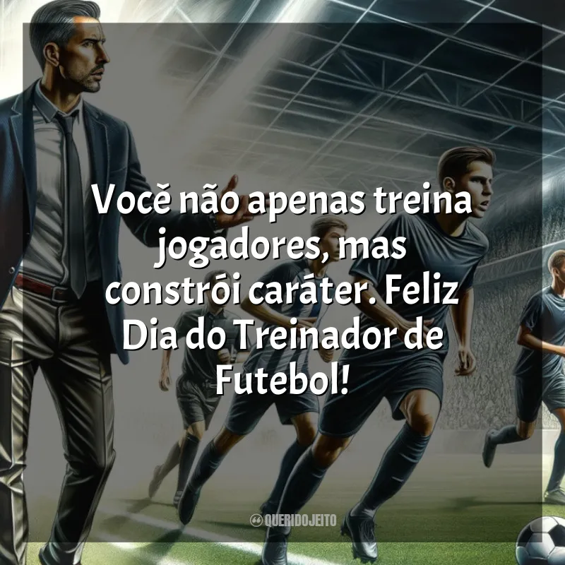 Frases para o Dia do Treinador de Futebol: Você não apenas treina jogadores, mas constrói caráter. Feliz Dia do Treinador de Futebol!
