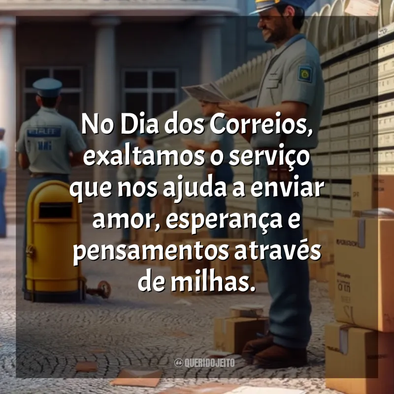 Mensagem Dia dos Correios: No Dia dos Correios, exaltamos o serviço que nos ajuda a enviar amor, esperança e pensamentos através de milhas.