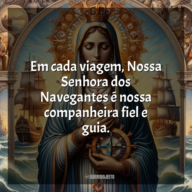 Frases de Nossa Senhora dos Navegantes: Em cada viagem, Nossa Senhora dos Navegantes é nossa companheira fiel e guia.