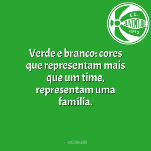 Verde e branco: cores que representam mais que um time, representam uma família. Juventude