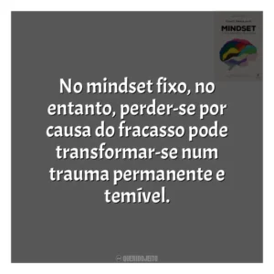 No mindset fixo, no entanto, perder-se por causa do fracasso pode transformar-se num trauma permanente e temível​​. Mindset: a Nova Psicologia do Sucesso (Livro)