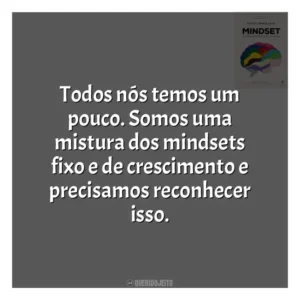 Todos nós temos um pouco. Somos uma mistura dos mindsets fixo e de crescimento e precisamos reconhecer isso​​. Mindset: a Nova Psicologia do Sucesso (Livro)
