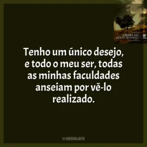 Tenho um único desejo, e todo o meu ser, todas as minhas faculdades anseiam por vê-lo realizado.
