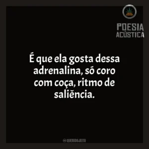 É que ela gosta dessa adrenalina, só coro com coça, ritmo de saliência. Poesia Acústica