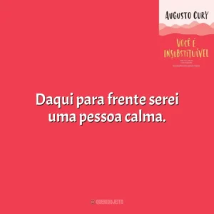 Daqui para frente serei uma pessoa calma. Você É Insubstituível (Livro)