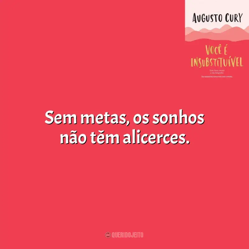 Frase marcante do livro Você É Insubstituível: Sem metas, os sonhos não têm alicerces.