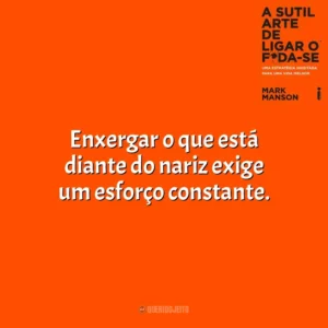 Enxergar o que está diante do nariz exige um esforço constante. A Sutil Arte de Ligar o F*da-se (Livro)