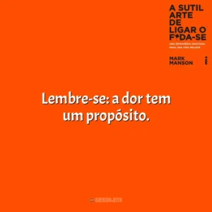 Lembre-se: a dor tem um propósito. A Sutil Arte de Ligar o F*da-se (Livro)