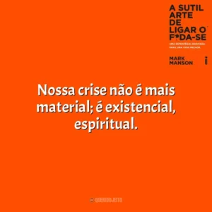 Nossa crise não é mais material; é existencial, espiritual. A Sutil Arte de Ligar o F*da-se (Livro)