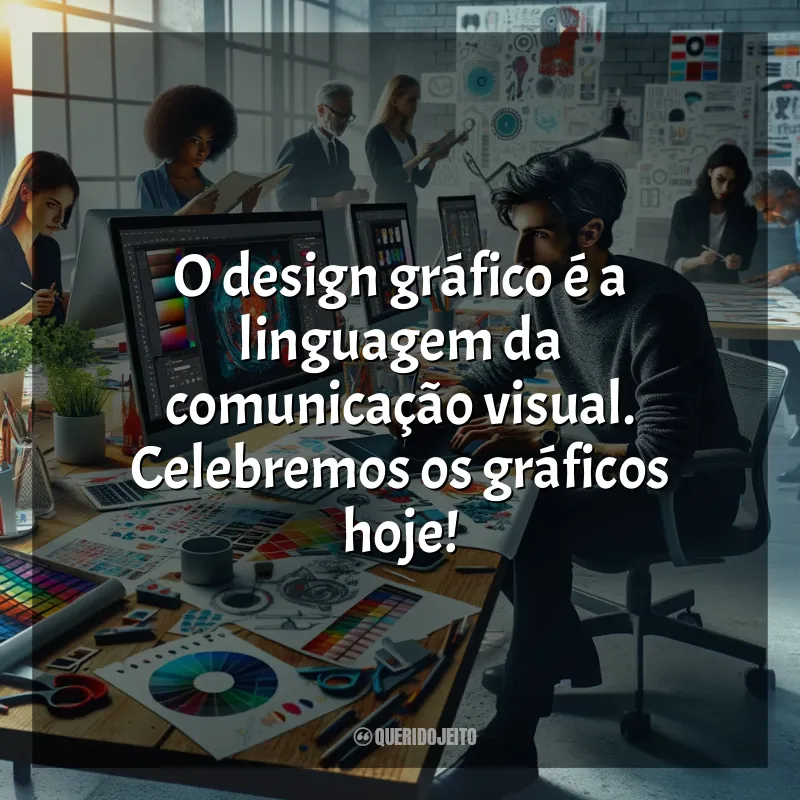 Dia do Gráfico Frases: O design gráfico é a linguagem da comunicação visual. Celebremos os gráficos hoje!
