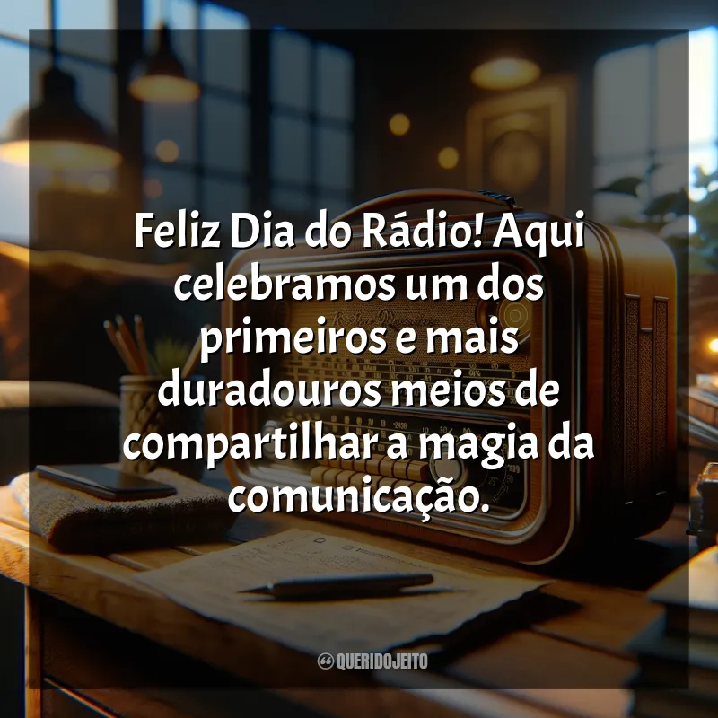 Frases Feliz Dia do Rádio: Feliz Dia do Rádio! Aqui celebramos um dos primeiros e mais duradouros meios de compartilhar a magia da comunicação.