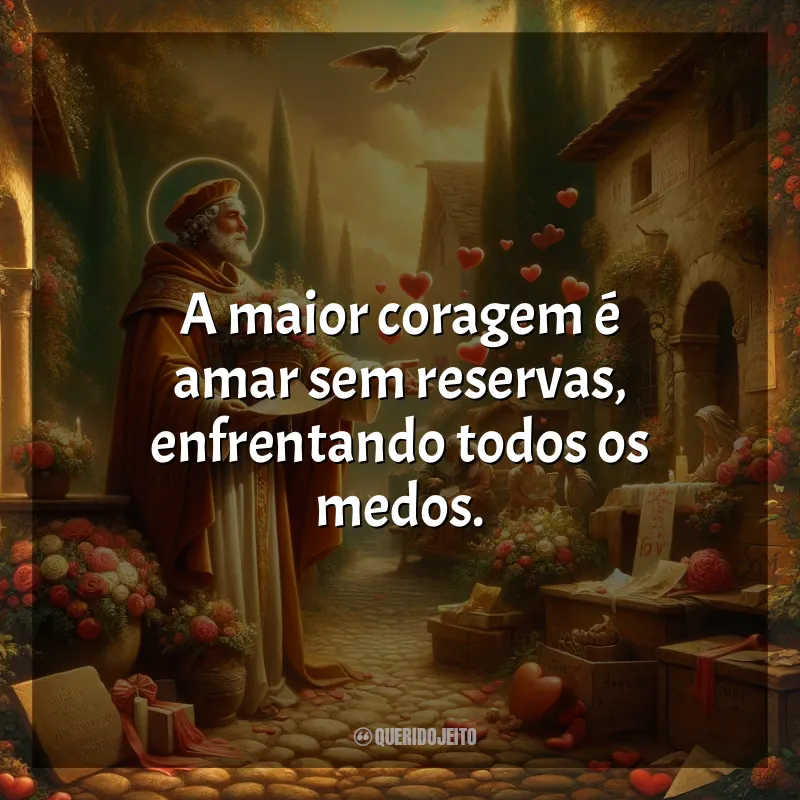 São Valentim Frases: A maior coragem é amar sem reservas, enfrentando todos os medos.