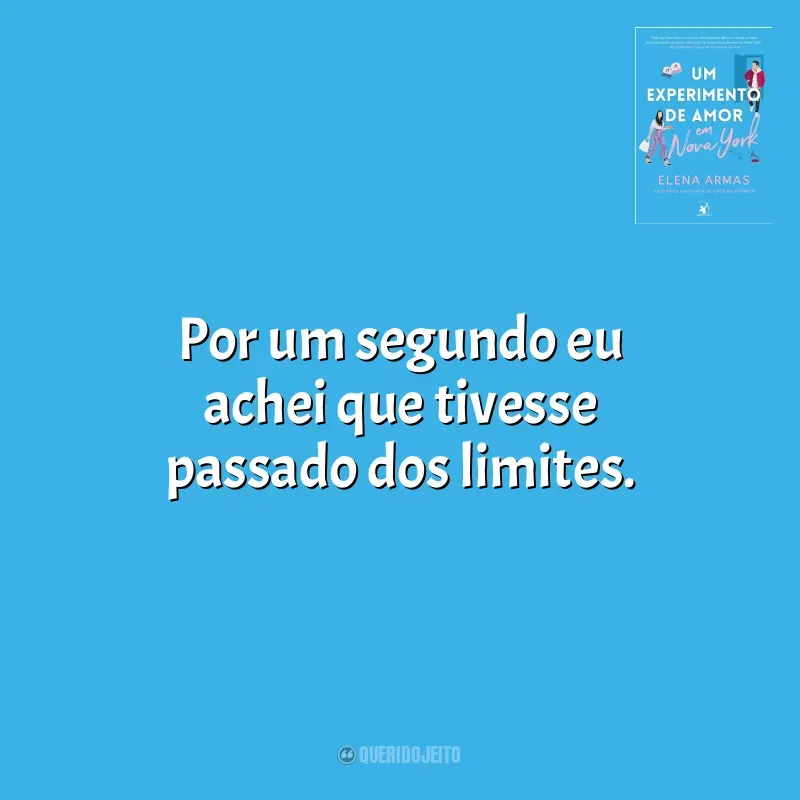 Frases do livro Um Experimento de Amor em Nova York: Por um segundo eu achei que tivesse passado dos limites.