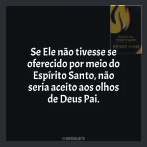 Se Ele não tivesse se oferecido por meio do Espírito Santo, não seria aceito aos olhos de Deus Pai. Bom Dia, Espírito Santo (Livro)