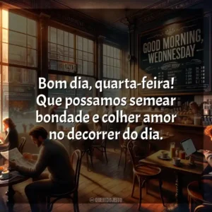 Bom dia, quarta-feira! Que possamos semear bondade e colher amor no decorrer do dia. Bom dia, Quarta-feira!