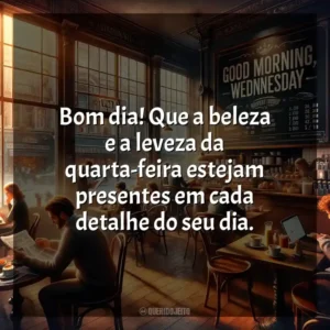 Bom dia! Que a beleza e a leveza da quarta-feira estejam presentes em cada detalhe do seu dia. Bom dia, Quarta-feira!