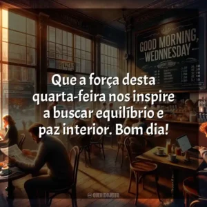 Que a força desta quarta-feira nos inspire a buscar equilíbrio e paz interior. Bom dia! Bom dia, Quarta-feira!