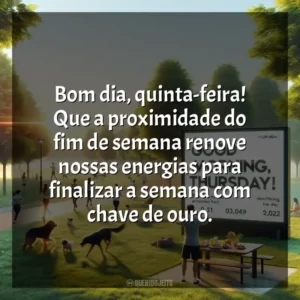 Bom dia, quinta-feira! Que a proximidade do fim de semana renove nossas energias para finalizar a semana com chave de ouro. Bom dia, Quinta-feira!