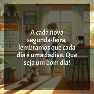A cada nova segunda-feira, lembramos que cada dia é uma dádiva. Que seja um bom dia! Bom dia, Segunda Feira!