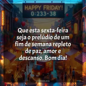 Que esta sexta-feira seja o prelúdio de um fim de semana repleto de paz, amor e descanso. Bom dia! Bom dia, Sexta-feira!