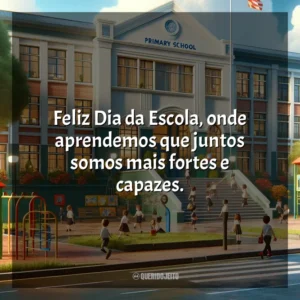 Feliz Dia da Escola, onde aprendemos que juntos somos mais fortes e capazes. Dia da Escola