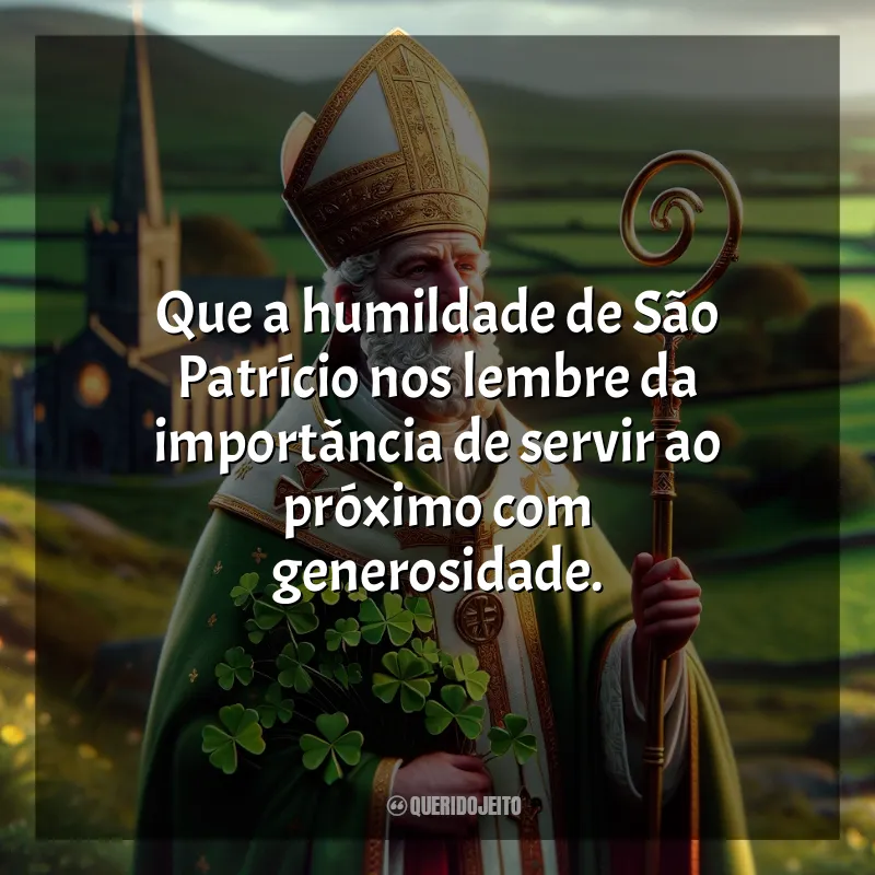 Frases Dia de São Patrício: Que a humildade de São Patrício nos lembre da importância de servir ao próximo com generosidade.