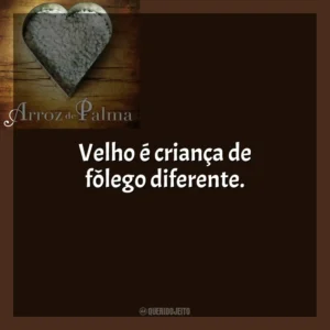 Velho é criança de fôlego diferente. O Arroz de Palma (Livro)
