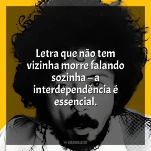 Letra que não tem vizinha morre falando sozinha – a interdependência é essencial. Tom Zé