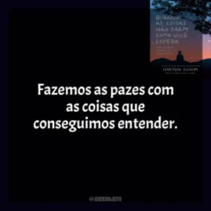 Fazemos as pazes com as coisas que conseguimos entender. Quando As Coisas Não Saem Como Você Espera (Livro)