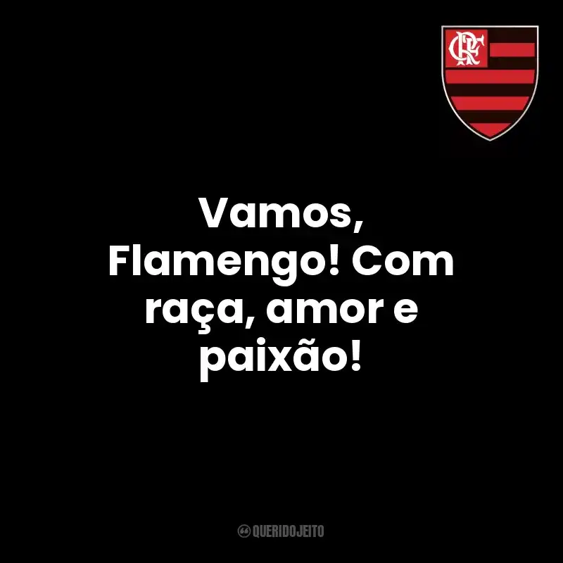 Frases do Clube de Regatas do Flamengo: Vamos, Flamengo! Com raça, amor e paixão!