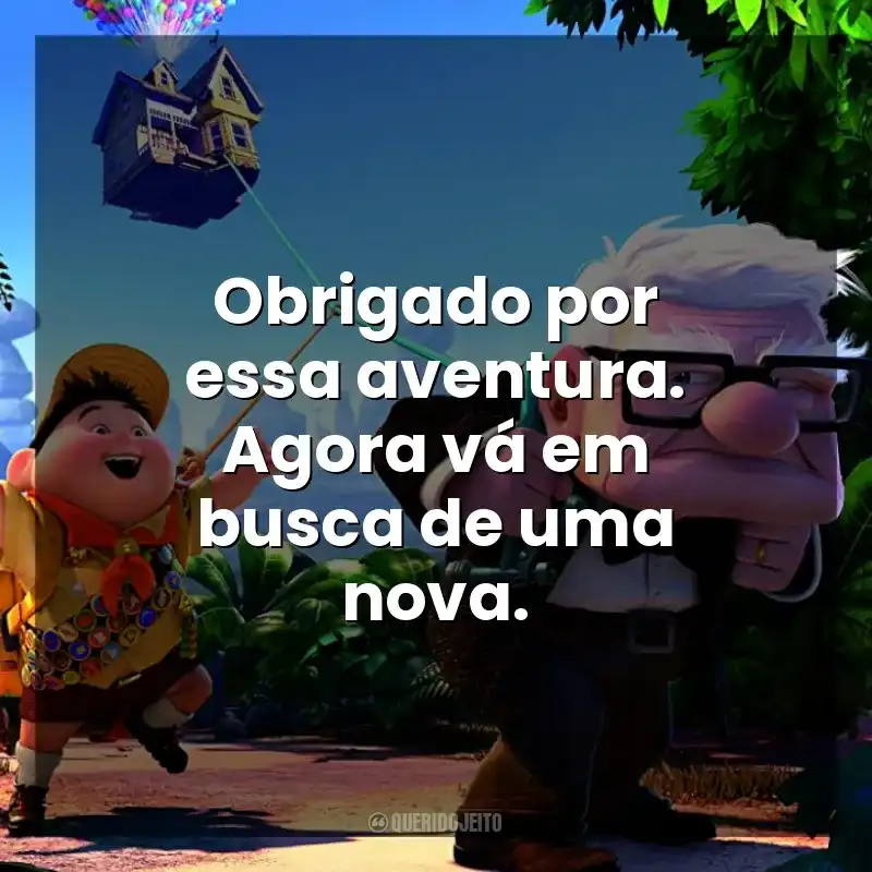 Up - Altas Aventuras frases do filme: Obrigado por essa aventura. Agora vá em busca de uma nova.