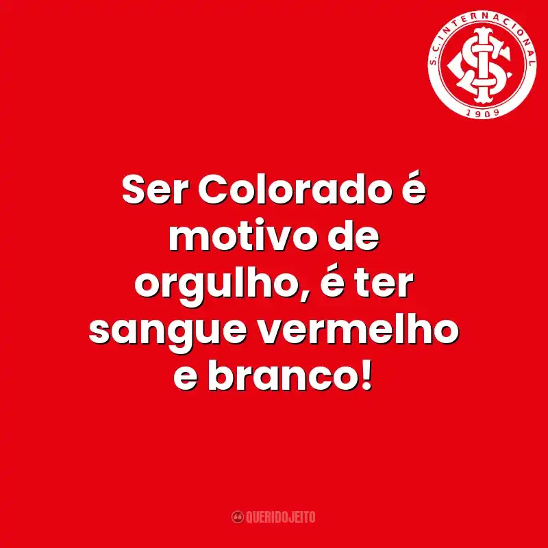 Ser Colorado é motivo de orgulho, é ter sangue vermelho e branco! Sport Club Internacional