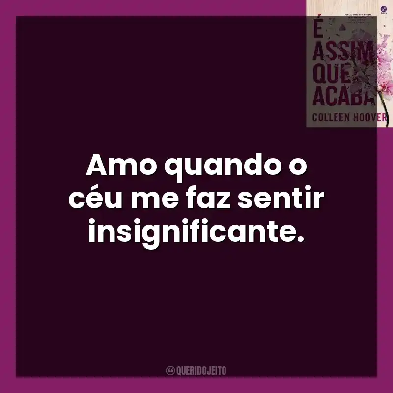 Amo quando o céu me faz sentir insignificante. É Assim Que Acaba (Livro)