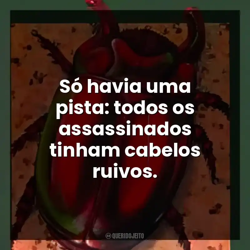 Frases do Livro O Escaravelho do Diabo: Só havia uma pista: todos os assassinados tinham cabelos ruivos.