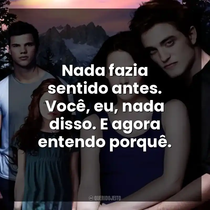 Nada fazia sentido antes. Você, eu, nada disso. E agora entendo porquê.