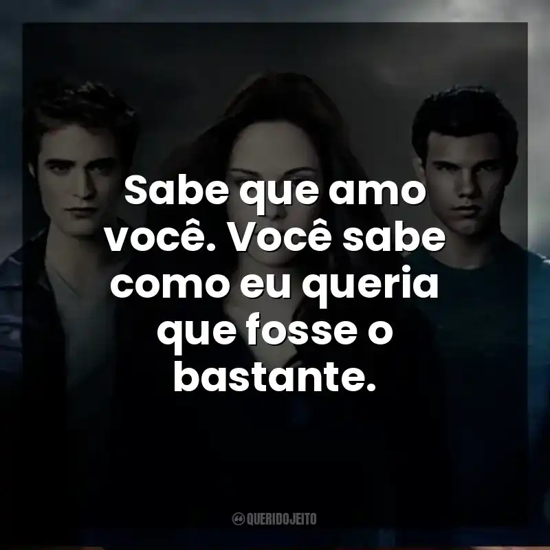 Sabe que amo você. Você sabe como eu queria que fosse o bastante.