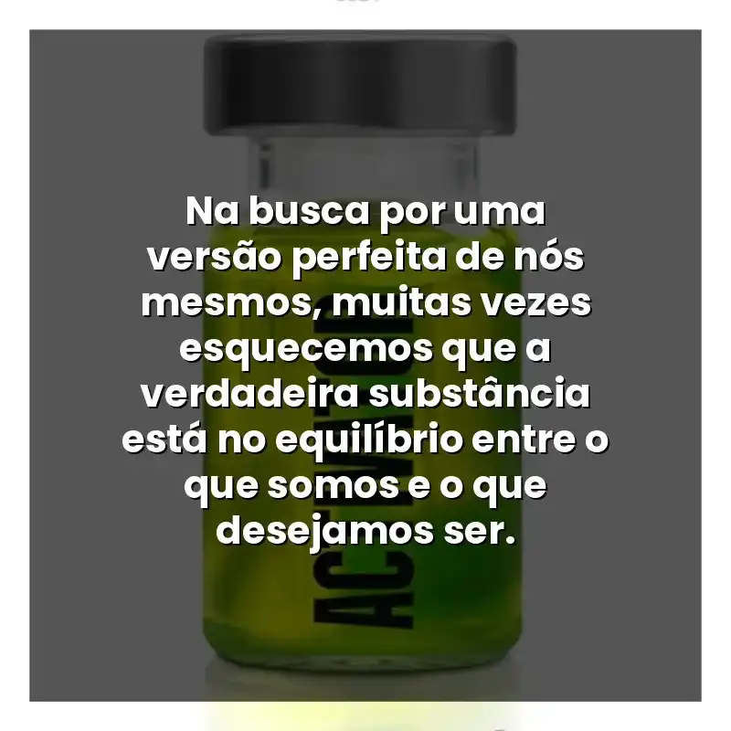 Na busca por uma versão perfeita de nós mesmos, muitas vezes esquecemos que a verdadeira substância está no equilíbrio entre o que somos e o que desejamos ser.
