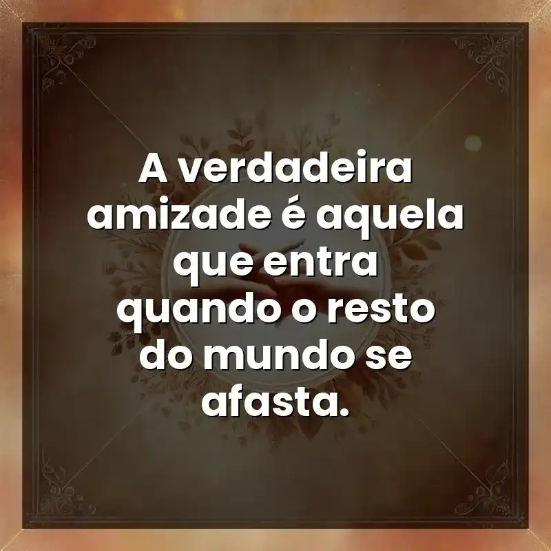 Frases de Amizade: A verdadeira amizade é aquela que entra quando o resto do mundo se afasta.