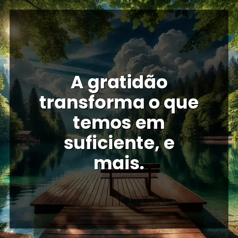 Bonitas frases: A gratidão transforma o que temos em suficiente, e mais.