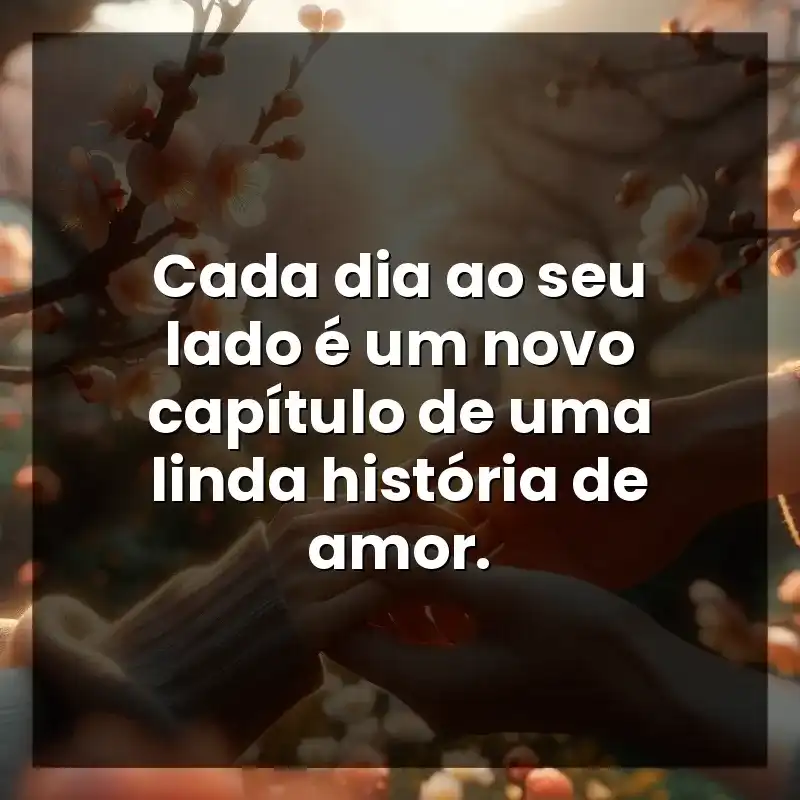 Frases de Carinho: Cada dia ao seu lado é um novo capítulo de uma linda história de amor.