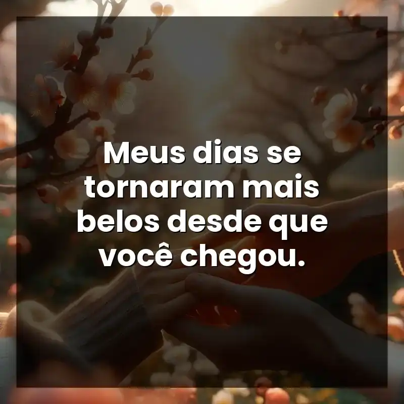Meus dias se tornaram mais belos desde que você chegou.