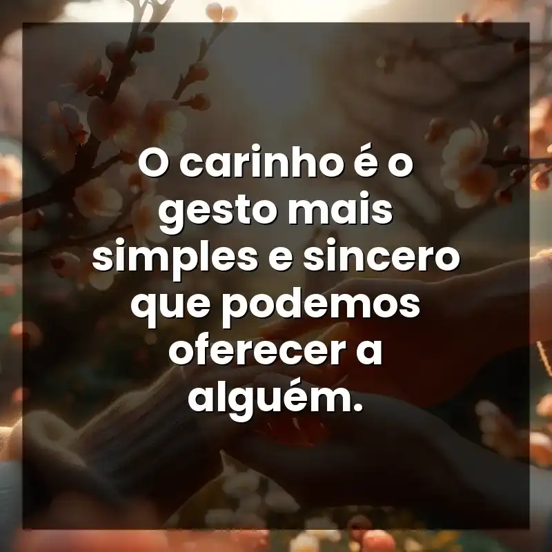 O carinho é o gesto mais simples e sincero que podemos oferecer a alguém.